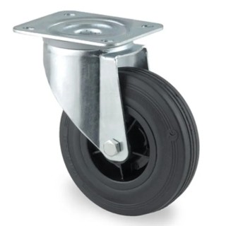 Tente Industrial Swivel Castor with Rubber Wheel 200 mm Diameter, 205 kg Load Capacity, Roller Bearing Hub 3470PVR200P63PAF