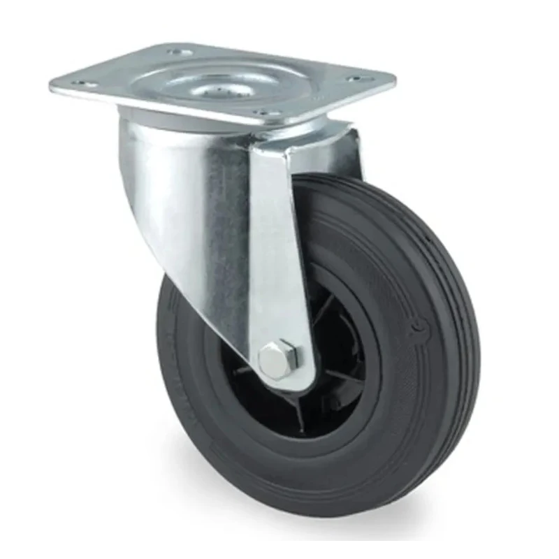 Tente Industrial Swivel Castor with Rubber Wheel 200 mm Diameter, 205 kg Load Capacity, Roller Bearing Hub 3470PVR200P63PAF