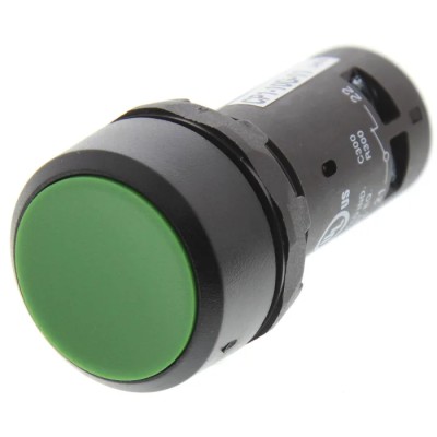 ABB Compact Series Push Button Switch Panel Mount Momentary Green Actuator 22 mm Cutout SPDT 1SFA619100R1072 CP1-10G-11