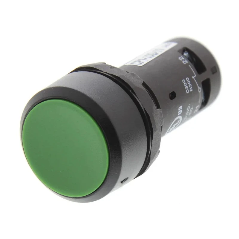 ABB Compact Series Push Button Switch Panel Mount Momentary Green Actuator 22 mm Cutout SPDT 1SFA619100R1072 CP1-10G-11