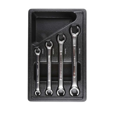 RS PRO 4-Piece Flare Nut Spanner Set 9x10 mm, 11x12 mm, 13x14 mm, 15x17 mm, Chrome Vanadium Steel 480-6824