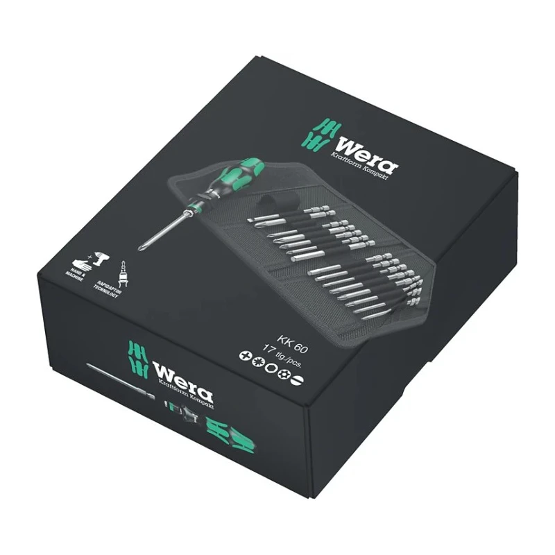 Wera Torx BO Interchangeable Standard Screwdriver Set, 17-Piece, Ergonomic Kraftform Handle, Rapidaptor 05059295001