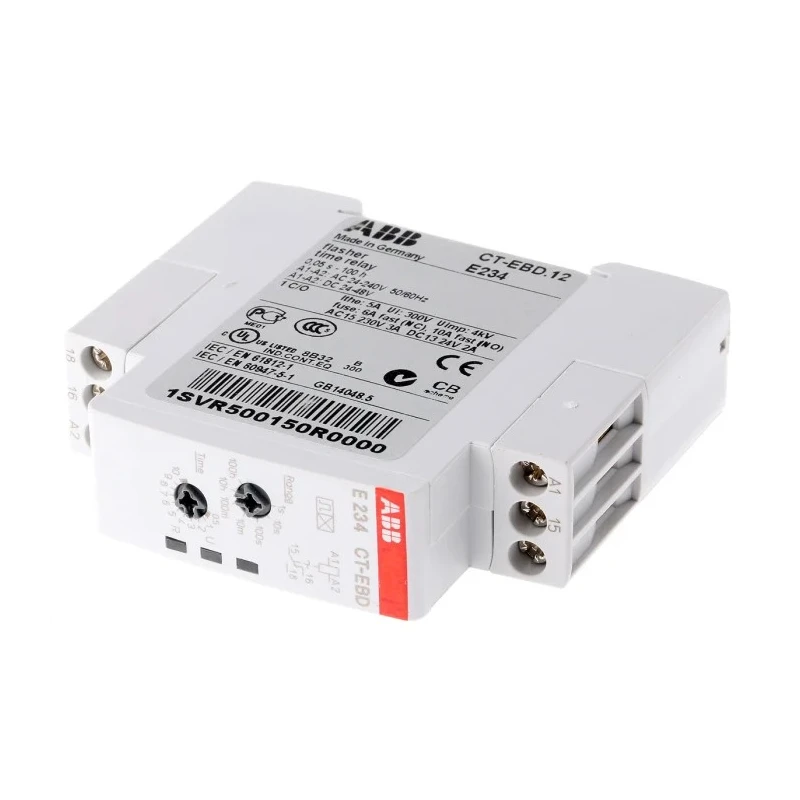ABB DIN Rail Timer Relay, 1-Contact, 48 V DC, 24/240 V AC, 0.05 s to 100 h, 1-Function, SPDT 1SVR500150R0000 CT-EBD.12