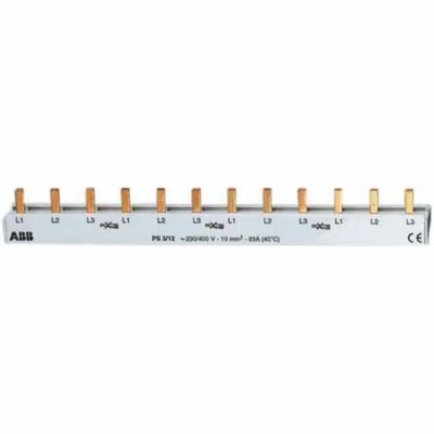 ABB PS3 3 Phase Busbar 400 V AC, 63A Current Rating, 17.5 mm Pitch 2CDL230001R1060 - PS3/60