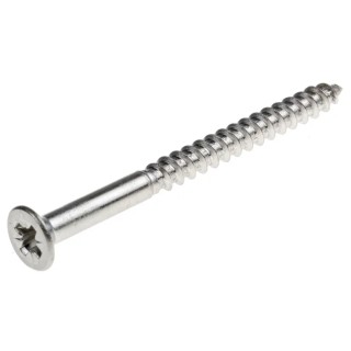 RS PRO Pozidriv Countersunk Stainless Steel Wood Screw, Plain Finish, Metric Thread, 50mm Length 483-3163