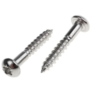 RS PRO Pozidriv Round Stainless Steel Wood Screw, Plain Finish, Metric Thread 4 mm, 25 mm Length 483-3220