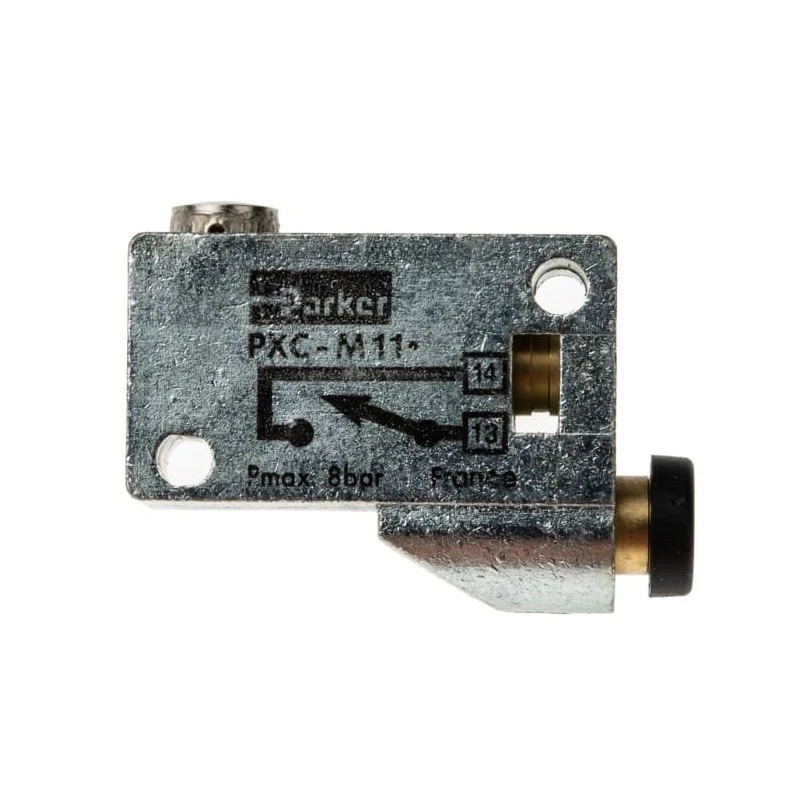 Parker Plunger Pneumatic Manual Control Valve PXC Series, G 4 mm, 3/2 Ports, 8 bar, Metal Body PXC-M111