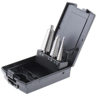 EXACT 3-Piece Step Drill Bit Set for Metal 4 mm Min, 30 mm Max, HSS Material 05331