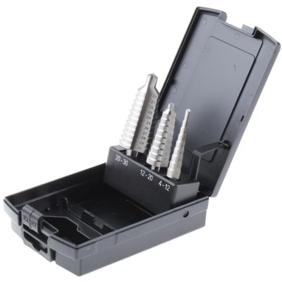 EXACT 3-Piece Step Drill Bit Set for Metal 4 mm Min, 30 mm Max, HSS Material 05331