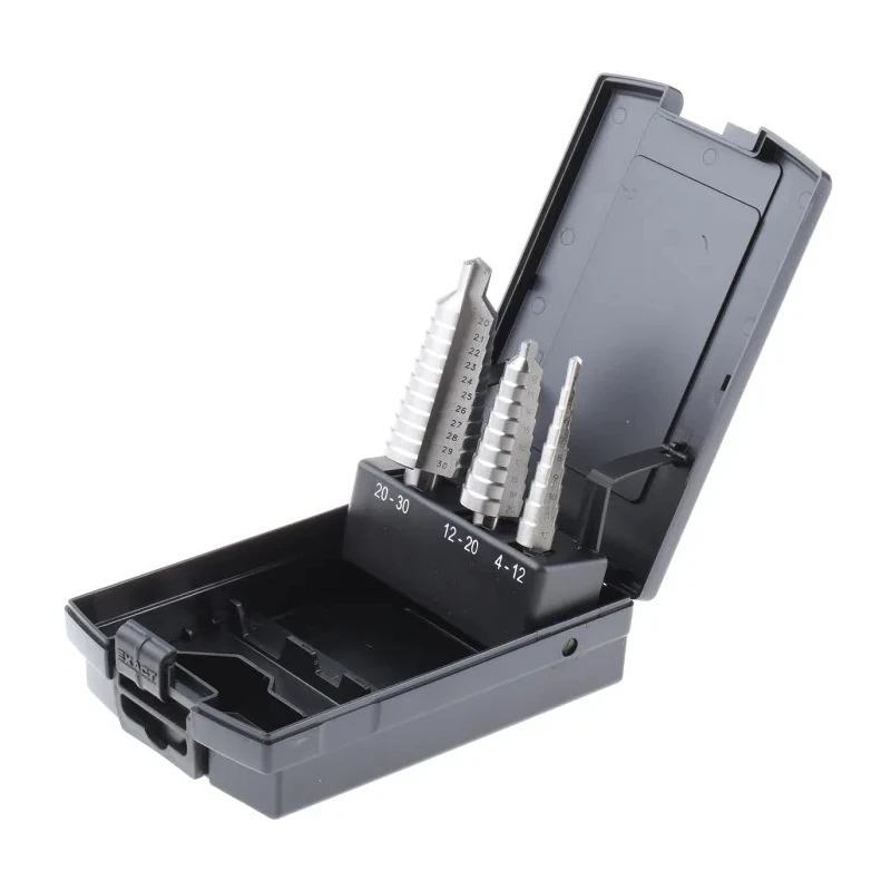 EXACT 3-Piece Step Drill Bit Set for Metal 4 mm Min, 30 mm Max, HSS Material 05331