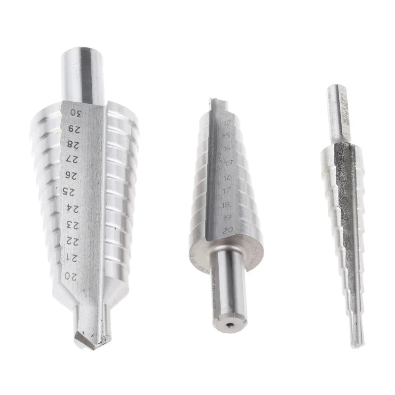 EXACT 3-Piece Step Drill Bit Set for Metal 4 mm Min, 30 mm Max, HSS Material 05331