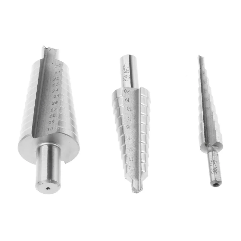 EXACT 3-Piece Step Drill Bit Set for Metal 4 mm Min, 30 mm Max, HSS Material 05331