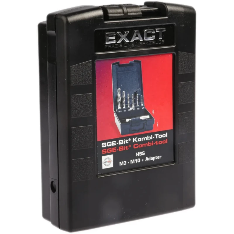 EXACT 7-Piece Combination Tap and Drill Set M10 Thread High Speed Steel, DIN 351 05910