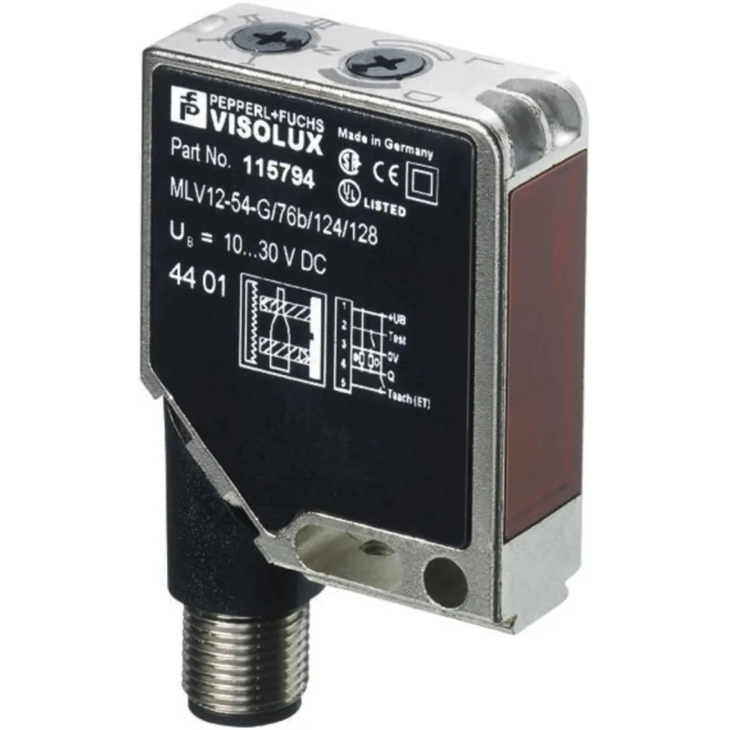Pepperl + Fuchs Retroreflective Photoelectric Sensor Block Style LED Output 6.5 m Detection Range Push MLV12-54/76B/124/128