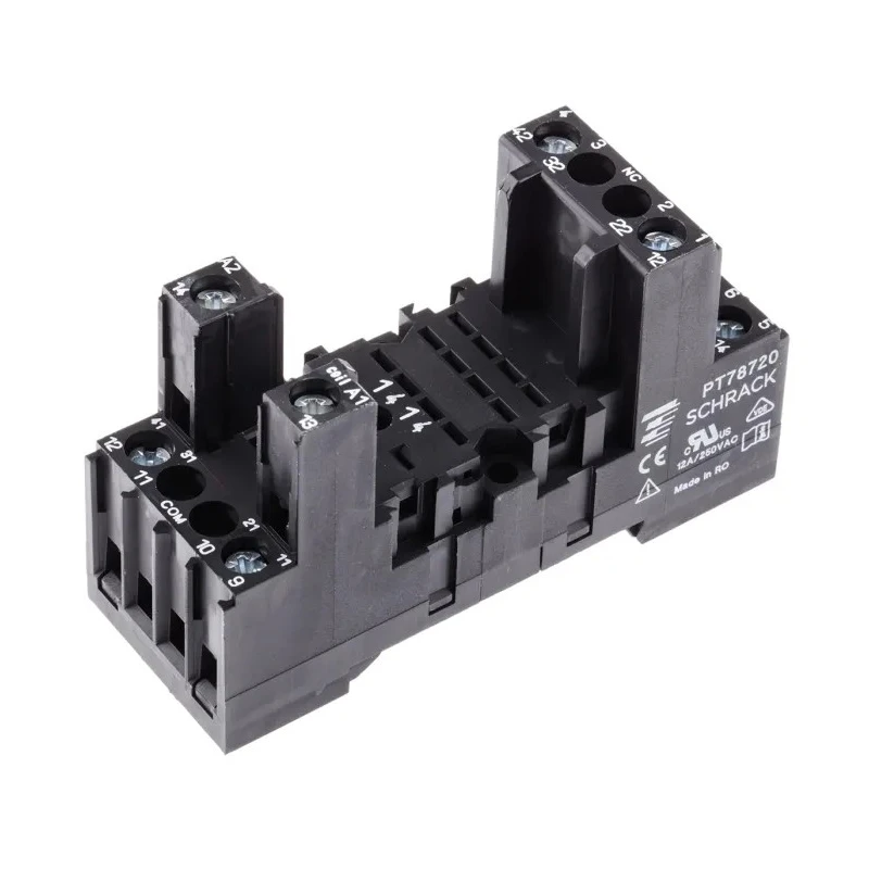 TE Connectivity 14 Way 240V AC DIN Rail PCB Solder Relay Socket PT78720 6-1415034-1