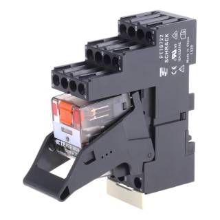 TE Connectivity DIN Rail Power Relay, 24V ac Coil, 12A Switching Current, DPDT PT2L7RC4 9-1415534-0