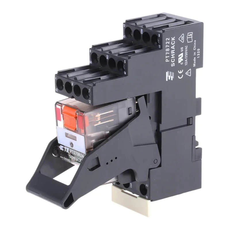 TE Connectivity DIN Rail Power Relay, 24V ac Coil, 12A Switching Current, DPDT PT2L7RC4 9-1415534-0