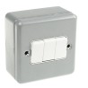 MK Electric Metal Clad Plus Silver 3 Gang 2 Way Intermediate 1 Way Wide Rocker Light Switch 250V K3593 ALM
