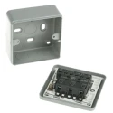MK Electric Metal Clad Plus Silver 3 Gang 2 Way Intermediate 1 Way Wide Rocker Light Switch 250V K3593 ALM