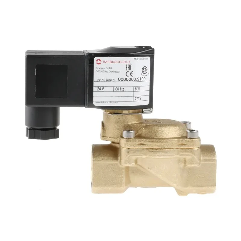 Buschjost Solenoid Valve 2 Port NC Threaded Brass Body G 1/2, 24V DC 8240200.9101.02400
