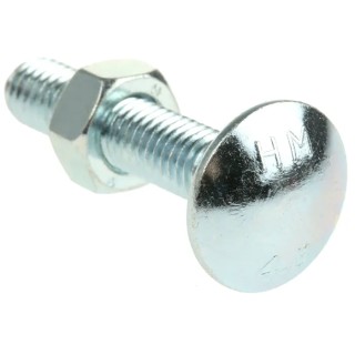 RS PRO Bright Zinc Steel Coach Bolt Metric M10 x 100 mm, Length 75 mm, Thread Length 100 mm, Grade 4.8, Square Neck 512-1051