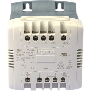 Legrand 250 VA DIN Rail Transformer, 230 to 400 V ac Primary, 115 V ac Secondary, Screw DIN Rail Mount 0 442 65