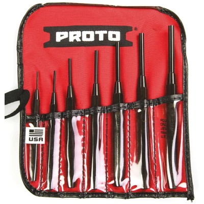 Stanley 7-Piece Pin Punch Set, Steel S2, 3.18mm Shank, Black-Oxide Finish 47A