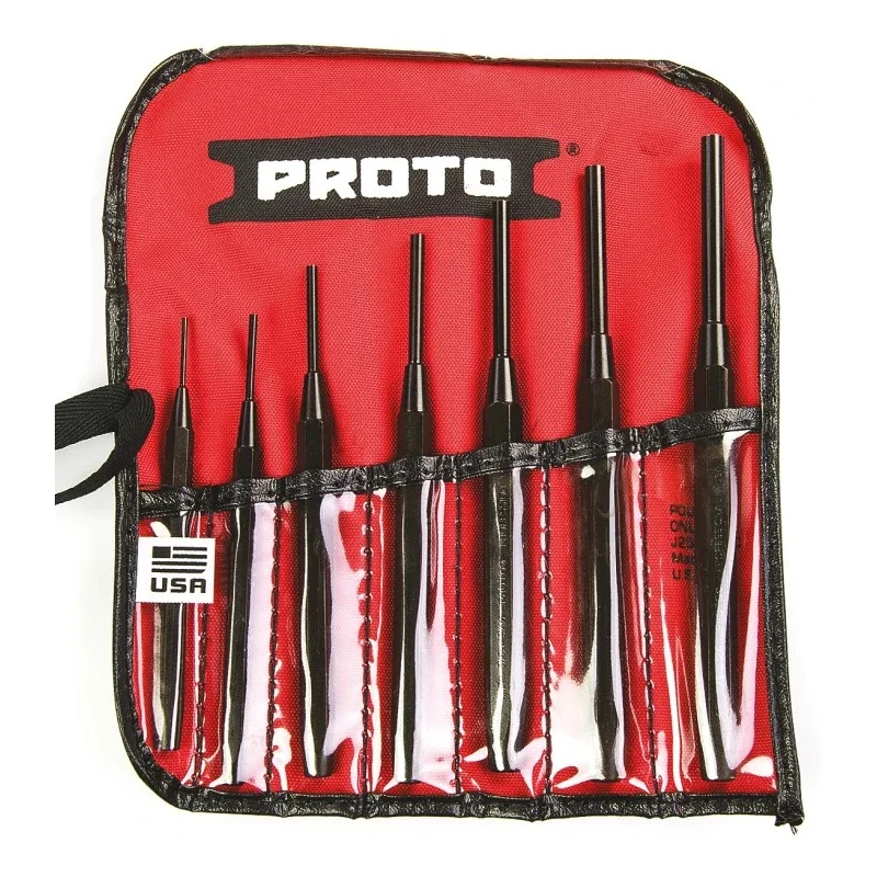 Stanley 7-Piece Pin Punch Set, Steel S2, 3.18mm Shank, Black-Oxide Finish 47A