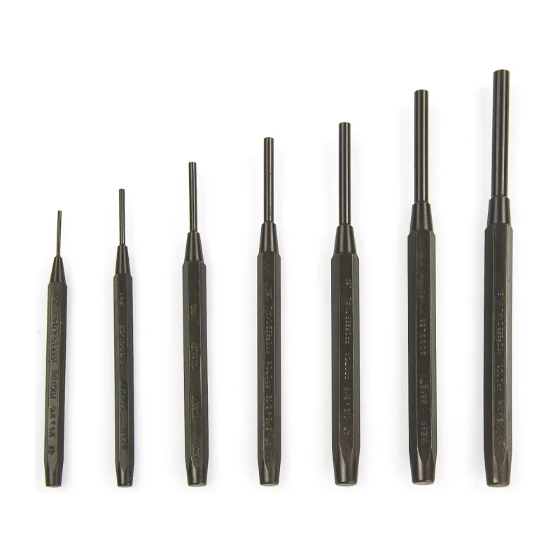 Stanley 7-Piece Pin Punch Set, Steel S2, 3.18mm Shank, Black-Oxide Finish 47A