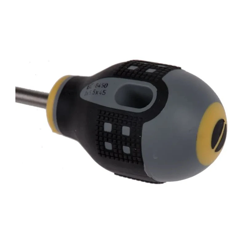 Bahco Screwdriver, Stubby Type, Insulated Bi-Material Handle, 45 mm Blade Length, 103 mm Overall Length, Ergonomic BE-8450