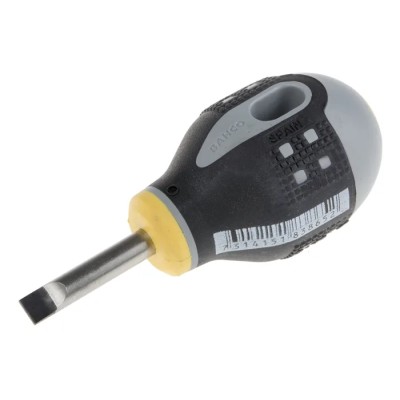 Bahco Stubby Screwdriver, 25 mm Blade Length, 83 mm Overall Length, Insulated Bi-Material Handle BE-8355