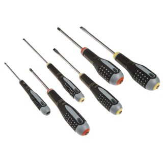 Bahco Phillips and Slotted Standard Screwdriver Set, 6-Piece, Ergonomic, Black Oxide Tips BE-9881