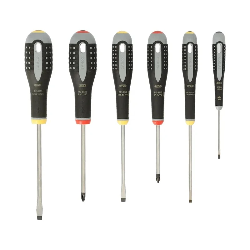 Bahco Phillips and Slotted Standard Screwdriver Set, 6-Piece, Ergonomic, Black Oxide Tips BE-9881