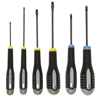 Bahco Pozidriv Standard Screwdriver Set, 6-Piece with Slotted 0.5 to 1.2 mm and Pozidriv PZ1, PZ2 Tips BE-9882