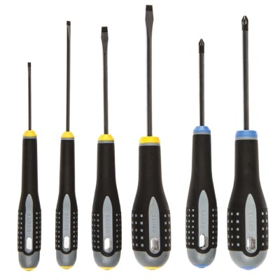 Bahco Pozidriv Standard Screwdriver Set, 6-Piece with Slotted 0.5 to 1.2 mm and Pozidriv PZ1, PZ2 Tips BE-9882