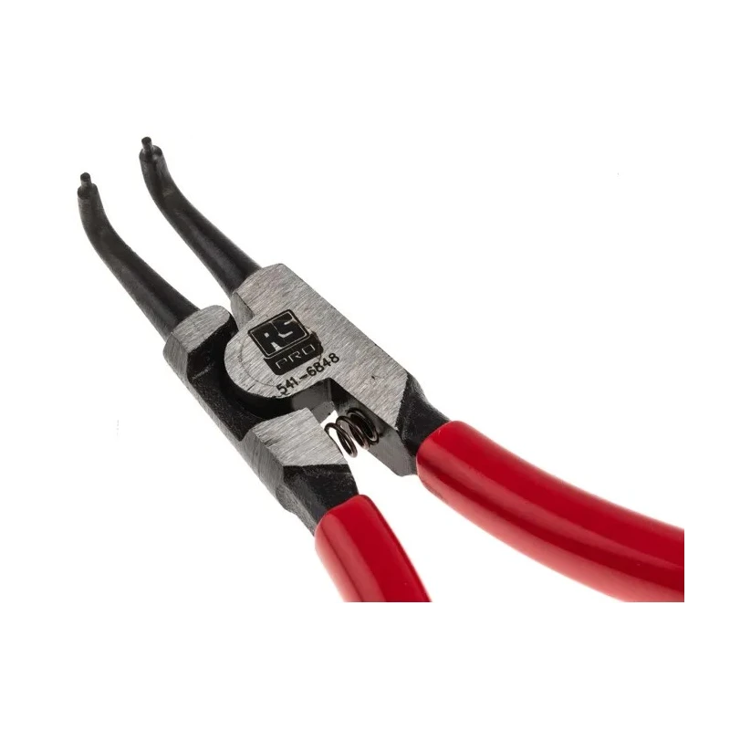 RS PRO Chrome Molybdenum Steel External Circlip Plier with PVC Handle, Bent Jaw 38mm, Overall Length 125mm 541-6848