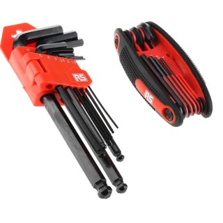 RS PRO 16 Piece L Metric Hex Key Set, Hex Ball End, Size 1.5 to 10 mm, Alloy Steel, Chrome Finish 542-3492