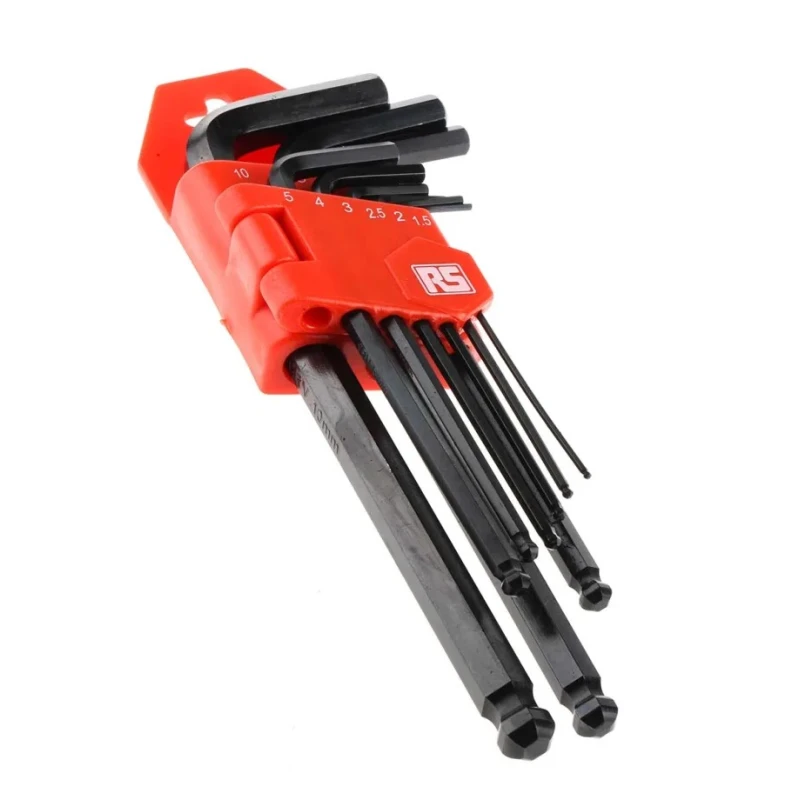RS PRO 16 Piece L Metric Hex Key Set, Hex Ball End, Size 1.5 to 10 mm, Alloy Steel, Chrome Finish 542-3492