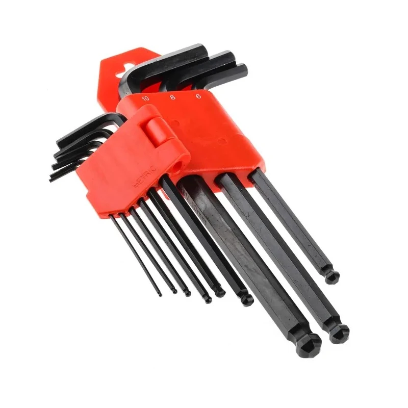RS PRO 16 Piece L Metric Hex Key Set, Hex Ball End, Size 1.5 to 10 mm, Alloy Steel, Chrome Finish 542-3492