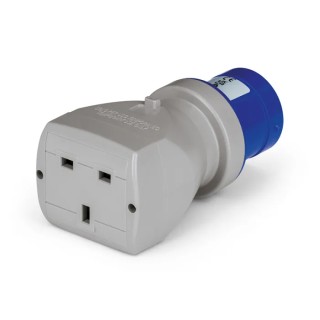 Scame ADAPTO Industrial Power Connector Adapter 2P+PE, Blue, 13A, 250V IP20 IP20