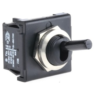 Marquardt Panel Mount Toggle Switch DPST On-Off, Tab Terminal, 12 V dc, 6 A, 250 V ac 1822.1101