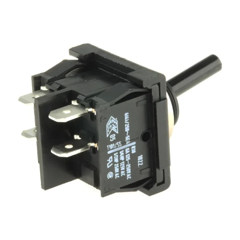 Marquardt Panel Mount Toggle Switch DPST On-Off, Tab Terminal, 12 V dc, 6 A, 250 V ac 1822.1101