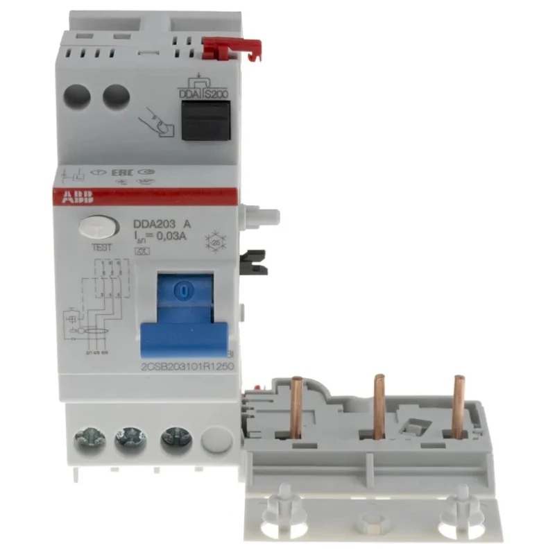 ABB Residual Current Device 25A 3-Pole 30 mA Type A 0.3 A 415V AC DDA 200 A Series 2CSB203101R1250 - DDA203A-25/0.03
