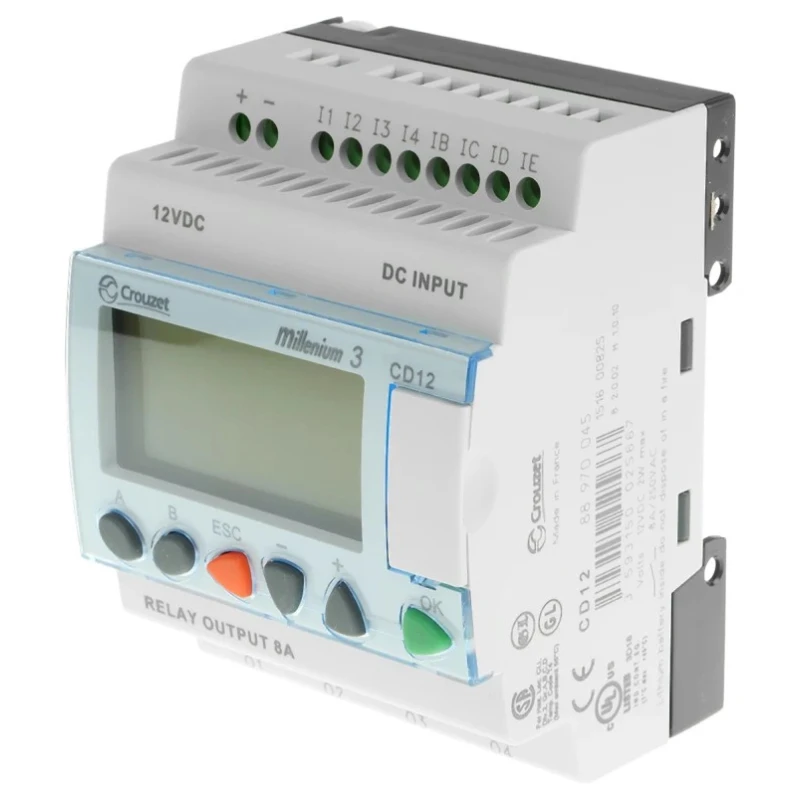 Crouzet Millenium 3 Series Logic Module 8-Input Analogue Digital Input 4 Relay Outputs 8A 12V DC 88970045