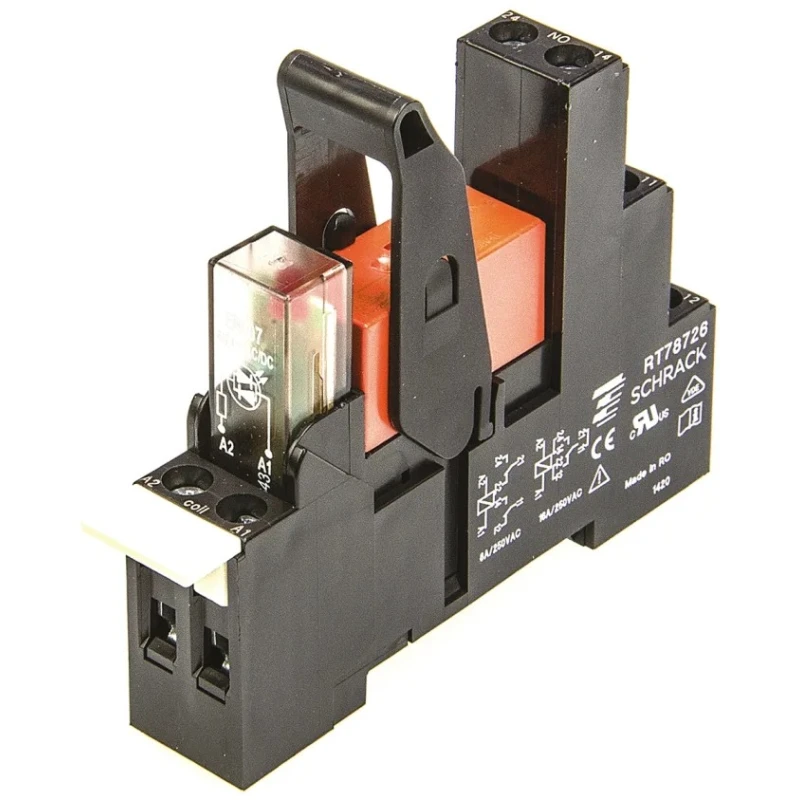 TE Connectivity Electromechanical Interface Relay, DIN Rail Mount, 24V AC Coil, DPDT, 8A Switching RT4S4R24 2-1415073-1