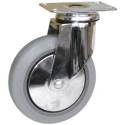 Guitel Hervieu Swivel Castor, 80 kg Load Capacity, 100 mm Rubber Wheel, Chrome Plated Pressed Steel Frame 165311400