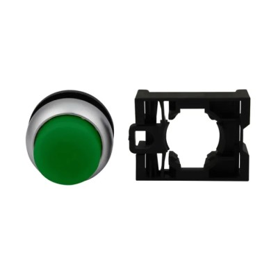 Vishay RMQ Titan M22 Series Green Maintained Push Button Head, 22 mm Cutout, Plastic, IP69K 78635818 M22-DRLH-G+M22-A