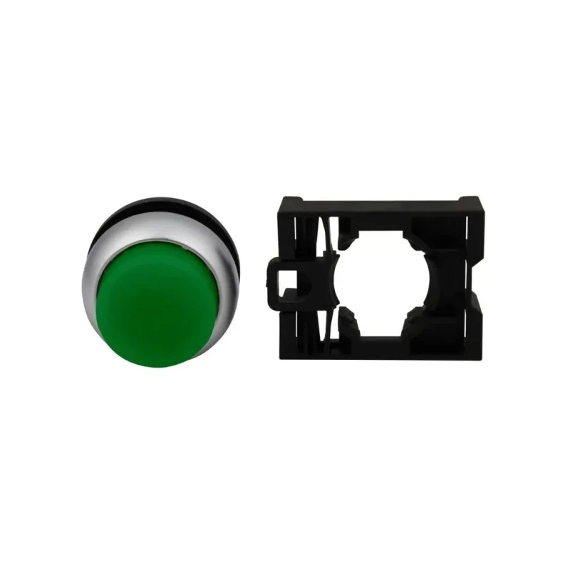 Vishay RMQ Titan M22 Series Green Maintained Push Button Head, 22 mm Cutout, Plastic, IP69K 78635818 M22-DRLH-G+M22-A