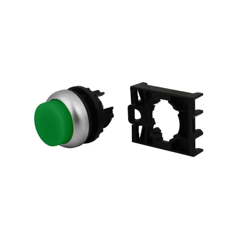 Vishay RMQ Titan M22 Series Green Maintained Push Button Head, 22 mm Cutout, Plastic, IP69K 78635818 M22-DRLH-G+M22-A