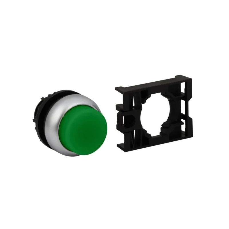 Vishay RMQ Titan M22 Series Green Maintained Push Button Head, 22 mm Cutout, Plastic, IP69K 78635818 M22-DRLH-G+M22-A